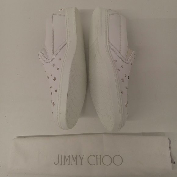 Jimmy Choo Grove Men's White Star-Studded Slip-On Sneakers - EU45/US12 - Picture 5 of 10